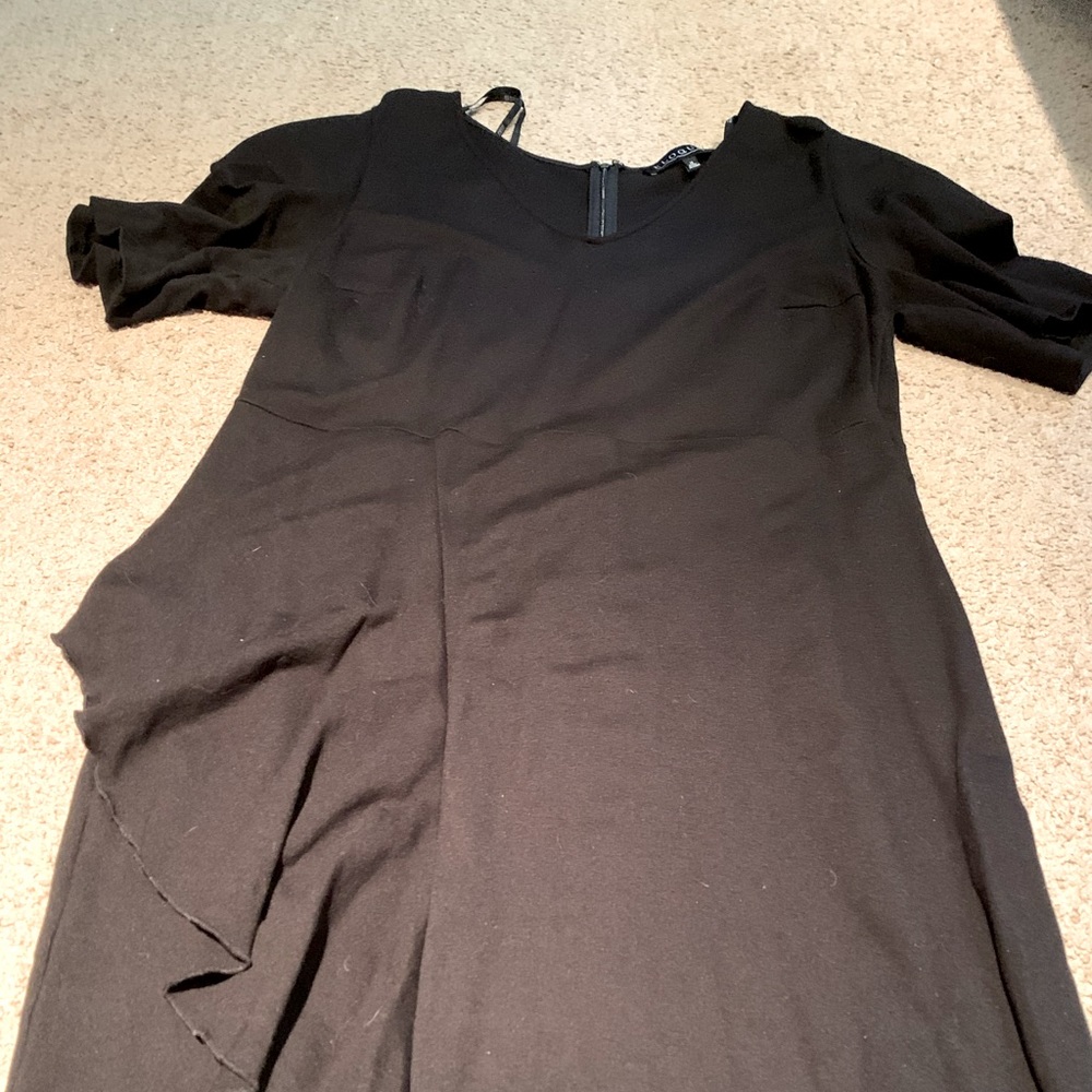 Asymmetrical front ruffle and puffed sleeves, Black Dress from ELOQUII!